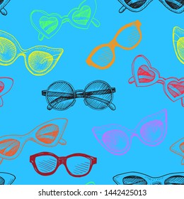Hand drawn sketch pattern Sunglasses. 