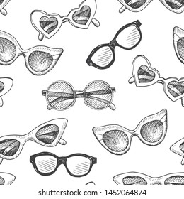 Hand Drawn Sketch Pattern Sunglasses. 