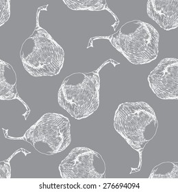 hand drawn sketch pears seamless pattern  
