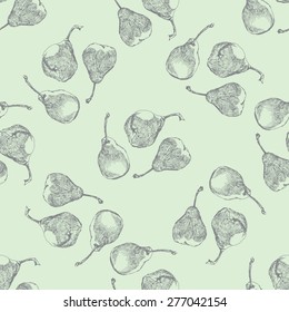 hand drawn sketch pears seamless pattern  