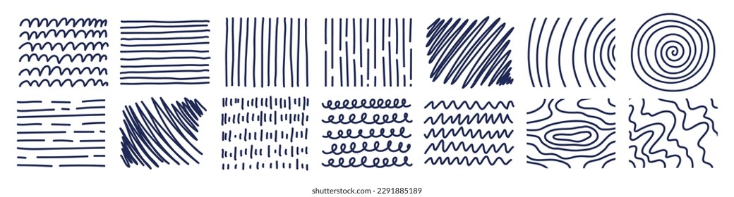 Hand drawn sketch pencil texture set. Doodle scribble stroke effect. Vector isolated illustration