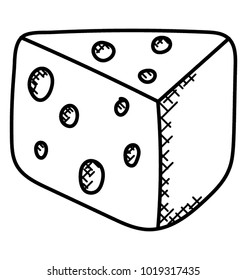 
Hand drawn sketch piece of cheese doodle icon
