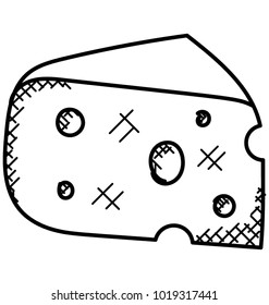 
Hand drawn sketch piece of cheese doodle icon
