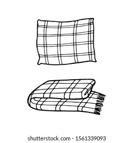 Hand drawn sketch of pillow. Vector illustration