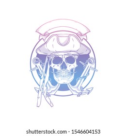 Hand drawn sketch pirate skull