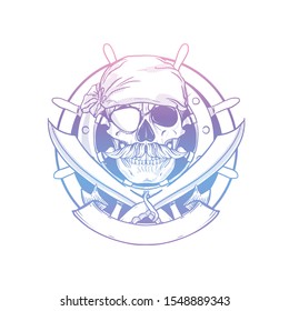 Hand drawn sketch pirate skull