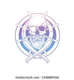 Hand drawn sketch pirate skull