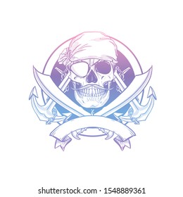 Hand drawn sketch pirate skull
