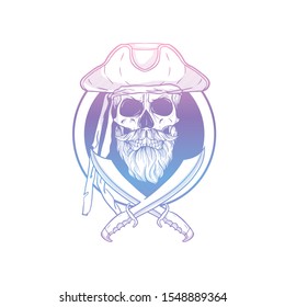 Hand drawn sketch pirate skull