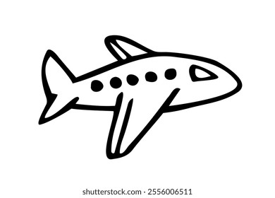 Hand drawn sketch of plane. Vector doodle element.