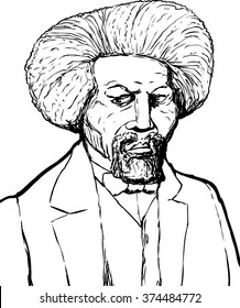 Hand Drawn Sketch Portrait Of Famous African American Leader Named Frederick Douglass