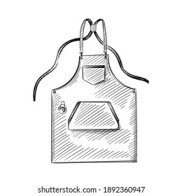 Hand drawn sketch of potter's apron on a white background. Tools for pottery and ceramics. Pottery dishware. Pottery appron