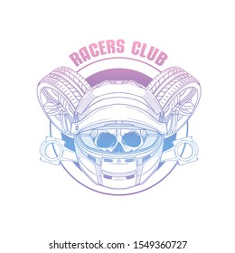 Hand drawn sketch racer skull