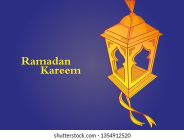 Hand drawn Sketch of Ramadan Lantern. Illustration vector.