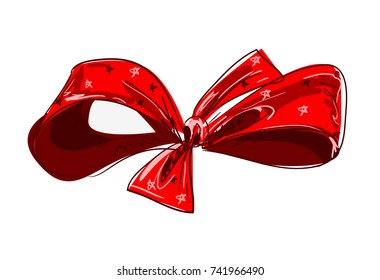 Hand Drawn Sketch Red Bow