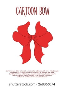Hand drawn sketch of red festive bow. Vector isolated object for flyer, banner, brochure, etc
