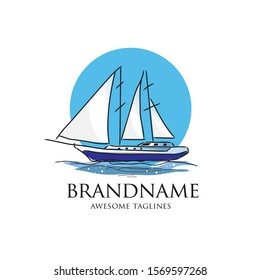 Hand drawn sketch of sailboat color vector isolated on white background