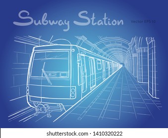 Hand drawn sketch Saint Petersburg subway station