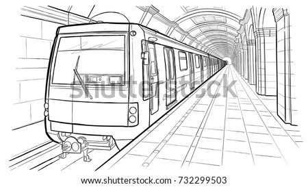 Hand drawn sketch Saint Petersburg subway station