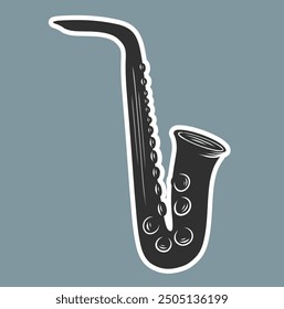 Hand drawn sketch of saxophone isolated vector art. Musical instrument for design decoration invitation jazz festival, music shop