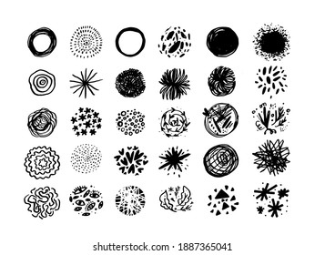 Hand drawn sketch scribble circles, vector round design elements, texture banner shapes