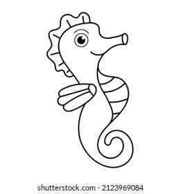 Hand drawn sketch of seahorse isolated on white background. Art vector stylized illustration.