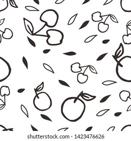 Hand drawn sketch. Seamless Pattern background vector. Black and white effect.