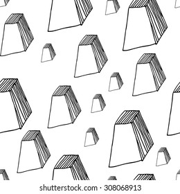 Hand drawn sketch seamless pattern - isolated simple doodle shapes 