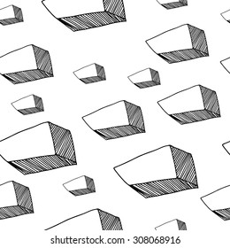 Hand drawn sketch seamless pattern - isolated simple doodle shapes 