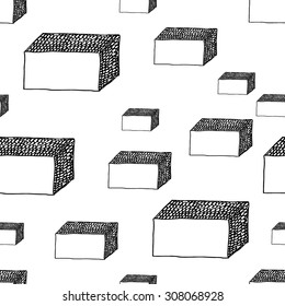 Hand drawn sketch seamless pattern - isolated simple doodle shapes 