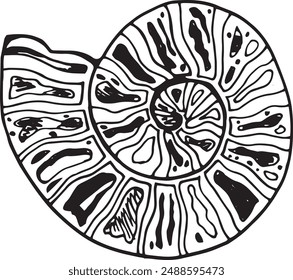 Hand drawn sketch of seashell. Scallop sea shell illustration