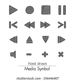 Hand drawn sketch set - Media player elements 