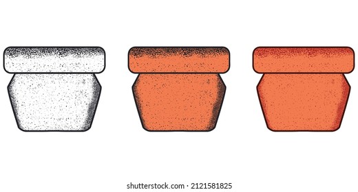 Hand drawn sketch set of pottery and flower pots.