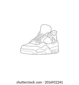 Hand drawn sketch of  shoes, sneakers for summer. Vector stock illustration.