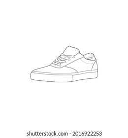 Hand drawn sketch of  shoes, sneakers for summer. Vector stock illustration.