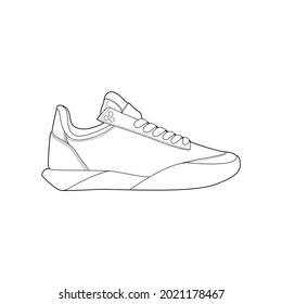 Hand drawn sketch of shoes, sneakers for summer. Vector stock illustration.