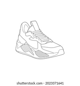 Hand drawn sketch of shoes, sneakers for summer. OutlineVector stock illustration.