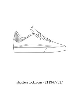 Hand drawn sketch of shoes, sneakers for summer. Vector stock illustration. Sport wear for men and women
