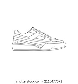 Hand drawn sketch of shoes, sneakers for summer. Vector stock illustration. Sport wear for men and women
