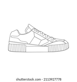 Hand drawn sketch of shoes, sneakers for summer. Vector stock illustration. Sport wear for men and women
