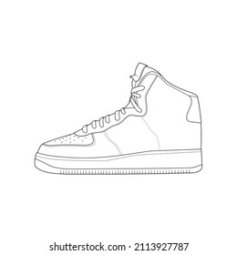 Hand drawn sketch of shoes, sneakers for summer. Vector stock illustration. Sport wear for men and women
