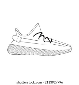 Hand drawn sketch of shoes, sneakers for summer. Vector stock illustration. Sport wear for men and women
