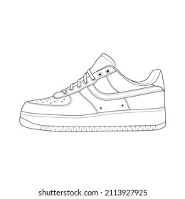 Hand drawn sketch of shoes, sneakers for summer. Vector stock illustration. Sport wear for men and women
