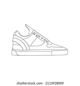 Hand drawn sketch of shoes, sneakers for summer. Vector stock illustration. Sport wear for men and women

