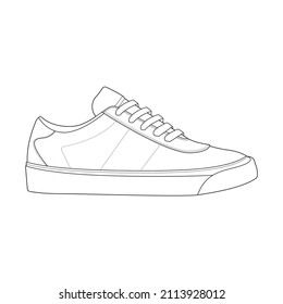 Hand drawn sketch of shoes, sneakers for summer. Vector stock illustration. Sport wear for men and women
