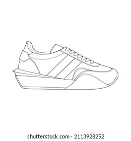 Hand drawn sketch of shoes, sneakers for summer. Vector stock illustration. Sport wear for men and women
