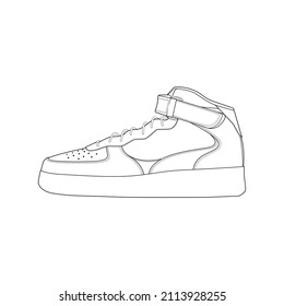 Hand drawn sketch of shoes, sneakers for summer. Vector stock illustration. Sport wear for men and women
