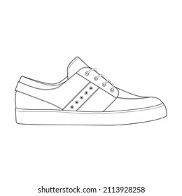 Hand drawn sketch of shoes, sneakers for summer. Vector stock illustration. Sport wear for men and women
