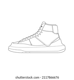 Hand drawn sketch of shoes, sneakers for summer. Vector stock illustration. Sport wear for men and women
