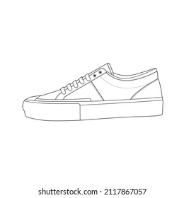 Hand drawn sketch of shoes, sneakers for summer. Vector stock illustration. Sport wear for men and women
